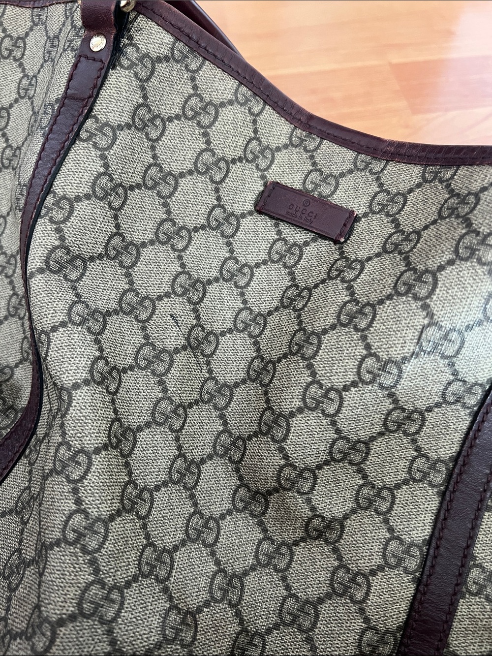 Gucci GG Canvas Tote with Brown Trim - Picture 4 of 13
